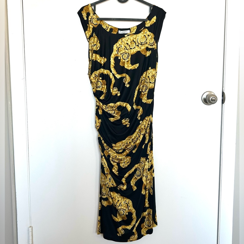 Versace Collection Asymmetrical Dress in Black and Gold